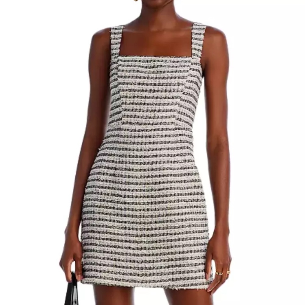Aqua  Womens Pink/Black Square Neck Tweed Bustier Dress Chanel Style Size XS
